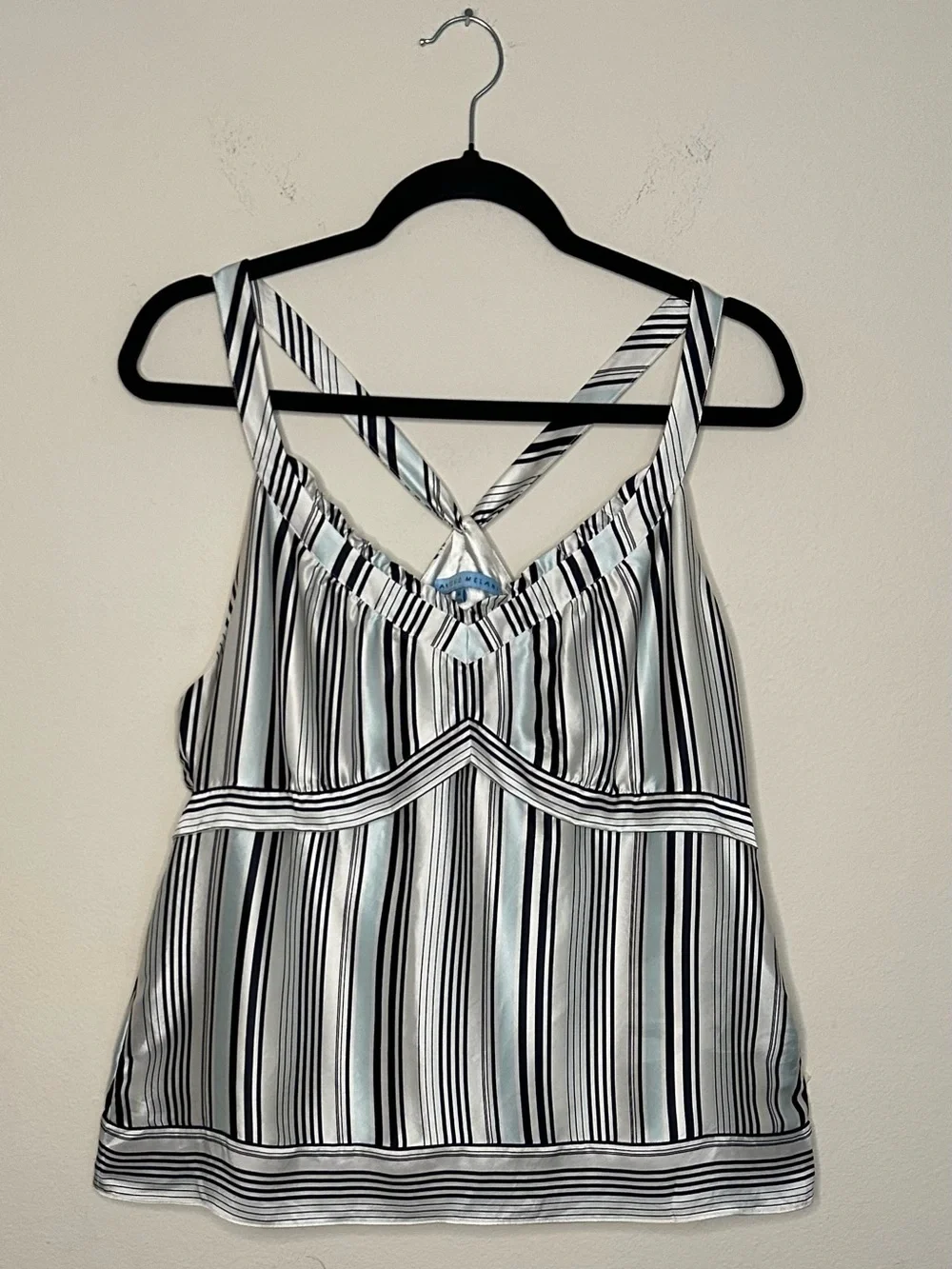 ANTONIO MELANI Silk Top Size 14 Elegant With Crisscross Straps Women’s Top